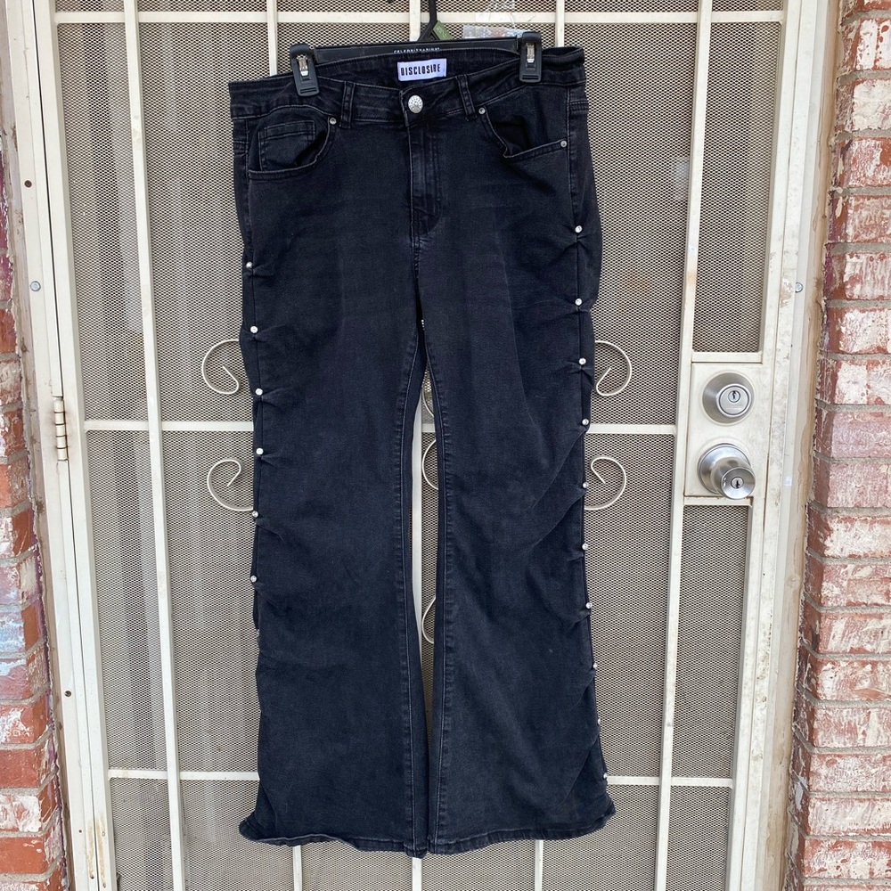 Black Flare Jeans with rhinestone Accents